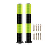 Barrière de Parking Borne de sécurité solaire extérieure en 2 pièces, barrière de stationnement en acier avec bandes réfléchissantes et boulons d'ancrage(Green,100X11.4CM/39.3x4.5in)