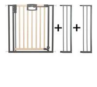 Barrire De Porte Pression Easylock Plus En Bois/Mtal Noir Et Nature - Max 120 Cm
