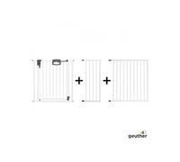 Geuther Easylock Plus - Barrière de protection pour porte, d'escalier, sans perçage, largeur : 184,5 à 192,5 cm, en bois et métal, avec ouverture des deux côtés, de sécurité enfant, blanche