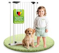 Barrière de protection extra haute Mira 73-141 cm de la marque Bomi® | Grille de protection de porte en métal blanc | Grille de protection pour escalier pour bébés, enfants et animaux