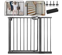 Barrière de protection pour bébé - Sans perçage des grilles de porte - Avec étagère d'extension de 20 cm avec compartiment pour cartes - Extensible jusqu'à 105 cm - Noir