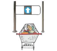 Barrière de sécurité à ressort automatique - Porte d'entrée à fermeture automatique pour bibliothèques, magasins, supermarchés et entrepôts - Ouverture à 90° - 80 x 97 cm - Charnière à gauche