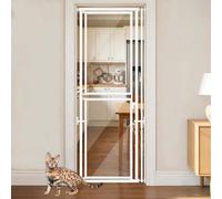 Barrière de Sécurité Animaux 200 cm Extra Haute Transparente Chat et Chien, Porte à Fermeture Automatique, Fixation Pression sans Perçage, de 70 à 81 cm, Idéal Escalier et Portes, Blanc