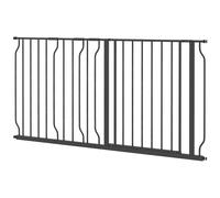 Barrière De Sécurité Animaux - Longueur Réglable Dim. 75-145 Cm - Porte Double Verrouillage, Ouverture Double Sens -Sans Perçage - Acier Abs Noir