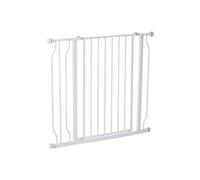 Pawhut Barrière de sécurité animaux 75-95 cm — Porte double verrouillage, sans perçage, blanc