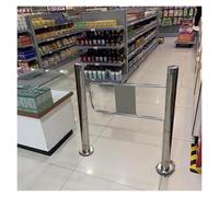 Barrière de sécurité avec support sur poteau, porte unidirectionnelle à ressort de 91,4 x 99,1 cm, fermeture automatique à 90°, solution d'accès durable et sécurisée pour bibliothèques, supermarchés