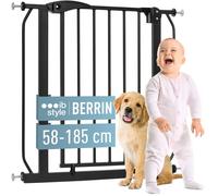 ib style Barrière de Sécurité Berrin 58-185 - Barrière d'escalier, sans Perçage, Double Verrouillage, pour Enfants 6 a 24 Mois, 75-85 cm, Noir