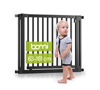 Barrière de sécurité bébé escalier 63-71 cm - Bois hêtre noir - Sans perçage - Double ouverture - Miko - BOMI