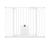 Barrière de Sécurité Bébé-VEVOR-Largeur Réglable 750-1110 mm, Barrière Porte avec Chatière Réglable, pour Escaliers, Blanc