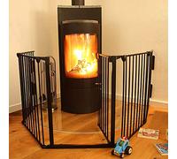 Barriere de securite cheminée,Barrière de sécurité Enfant pour bébé,Extensible Grille de Protection métal, Pliable Enfant lit pour chie/escalier/cheminée, Noir