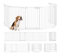 Barrière de sécurité chien - parc enclos pour chien et enfant - PawHut - pliable et modulable, 6 panneaux - 61 x 75 cm - blanc