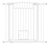 Barrière de sécurité pour chien - barrière à pression ajustable - 2 portes verrouillables - acier blanc