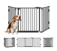 Barriere de securite chien - PawHut - pliable modulable - avec porte en acier - 3 panneaux - fermeture automatique - 202,5 cm - noir