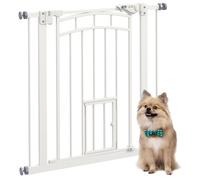 Barrière de sécurité chien - PawHut - porte fermeture automatique - système de double verrouillage - acier - blanc