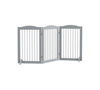 Barrière de sécurité chien pliable 3 plaques 2 pieds de soutien H.80 cm gris