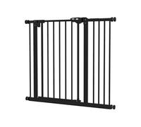 PawHut Barrière de sécurité Animaux 74-94 x 77 cm avec Porte Fermeture Automatique système de Double Verrouillage sans perçage avec 1 Extension Noir