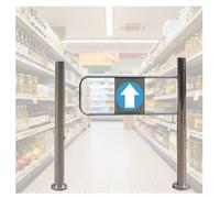 Barrière de sécurité en acier inoxydable pour porte d'allée de supermarché et bibliothèque - 1,4 m de long - Dispositif de sortie d'entrée durable pour entrepôt et chantier (gauche)