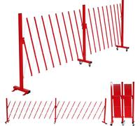 Barrière De Sécurité En Aluminium Hwc-B34, Barrière De Sécurité À Ciseaux Avec Roulettes, Extensible 110x60-500cm Rouge-Blanc Rouge