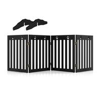 Barrière de sécurité en Bois Extensible 203 x 60 x 1,5 cm pour Chiens avec charnières Flexibles Design Contemporain en MDF Marron 20_0010626