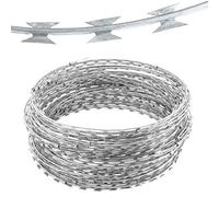 Barrière de sécurité en spirale pour clôture - Solution antivol et anti-vol - Argent - Alternative au fil barbelé et accordéon - 45 m