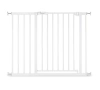 hauck Barriere de Securite Enfant et Chien Open N Stop 2 avec Extension 21 cm - Largeur 96-101 cm, Hauteur 77 cm, Ouverture une Main des deux Côtés, Installation sans Perçage, pour la Maison - Blanc