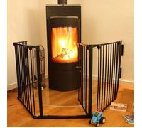 Barrière de Sécurité Enfant KELUODAE 300cm - Pare-Feu en Fer - Noir - Portillon - Réglable - Pression