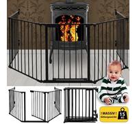 Barrière de Sécurité Enfant LAIZERE - Clôture de Pare-Feu de Cheminée 300cm - Noir - Portillon - Réglable