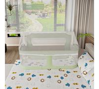 Barrière de Sécurité Enfant ,Lit Cododo de Bébé avec Moustiquaire, fenêtre en maille respirante et visible, pour Les Bébés de 1 à 36 Moispour ,Cadre en métal Robuste- 120 x 50 x 105 cm (vert menthe)