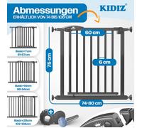 Barrière de sécurité enfants et animaux - KIDIZ - Dimensions ajustables 88-101 cm - Hauteur 75 cm