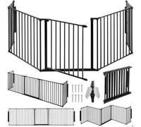BARRIERE DE SECURITE ESCALIER - TECTAKE - Grille de protection pour cheminée AGNI Barrière de sécurité Enfant Bébé Modulable - Noir