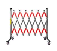 Barrière de sécurité extensible en acier inoxydable avec roulettes - Barrière de sécurité rétractable - Clôture de contrôle de la foule portable et pliable avec bande de sécurité réfléchissante (300 x