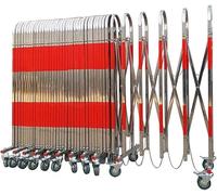 Barrière de sécurité extensible en acier inoxydable, barrière industrielle pour garages, écoles, centres commerciaux (rouge-argent, 1,1 x 10 m) - Solution de sécurité polyvalente pour une sécurité