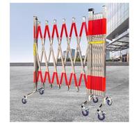 Barrière De Sécurité Extensible En Acier Inoxydable, Portable Et Équipée De Roues Universelles, Idéale Pour Les Fermes, Les Garages, Les Écoles Et Les Centres(1.5x5m)