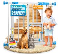 Barrière de sécurité extensible - KESSER - 74-87 cm - Bleu - Sans percer - Petite porte pour animaux - Hauteur 75 cm