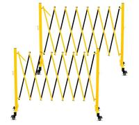 Barrière de Sécurité Extensible Pliante 3.35M, Clôture d’Escalier en Acier, Roulante à 360°, Barrière à Ciseaux ou Porte avec Cadenas, pour Maison sous-Sol Garage,2 pcs