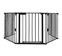 Barrière de sécurité- Grande Version 310 cm - Grille de Protection métal - Pliable - avec Porte Inclus - 5 éléments - 310 * 2.5 * 75cm -Noir