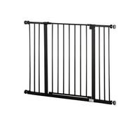 PawHut Barrière de sécurité longueur réglable 76-82 / 86-97 / 101-107 cm hauteur 76 cm sans perçage métal plastique noir