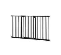 PawHut Barrière sécurité animaux 74-148 x 76,2 cm, porte auto, double verrou, 3 extensions, noir