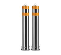 Barrière de Sécurité Lot De 2 Bornes De Sécurité Amovibles En Acier Inoxydable Pour Parking, Poteaux De Barrière De Circulation À Haute Visibilité Pour Parkings Commerciaux(50x11.4cm/19.7x4.5in)