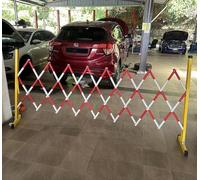 Barrière de sécurité mobile extensible avec roues - Barrière routière rétractable pour école, hôpital, événements - Polyvalente - 1,2 m x 5 m - Portail de garage