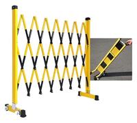 Barrière de sécurité Mobile rétractable en métal Extensible pour la Gestion des foules (Jaune et Noir, 1,2 x 1,5 m) pour événements extérieurs, Chantiers et transports.
