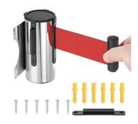 Barrière de Sécurité Murale 5M - Bande de Délimitation Extensible en Acier Inoxydable avec Ruban Rouge 5M - Système de Contrôle de Foule pour Gestion des Files d'Attente
