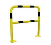 Barrière de sécurité noir/jaune acier 1000mm avec platine et fixations - Ø40mm
