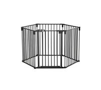 Barrière de sécurité - parc enclos chien modulable pliable - porte verrouillable - 6 panneaux acier et PP - dim. 362,5L max. x 76H cm noir