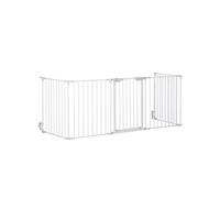 Pawhut Barrière de sécurité pour chien modulable pliable avec porte 300×74,5 cm métal/PP blanc
