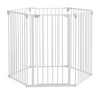 Barrière De Sécurité Parc Enclos Chien Modulable Pliable Porte Verrouillable Intégrée 6 Panneaux Acier Pp Blanc