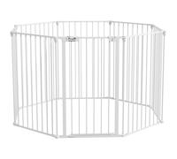 Barrière De Sécurité Parc Enclos Chien Modulable Pliable Porte Verrouillable Intégrée 8 Panneaux Acier Pp Blanc