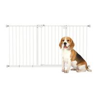 PawHut Barrière de sécurité Animaux 74-148 x 76,2 cm avec Porte Fermeture Automatique système de Double Verrouillage sans perçage avec 3 Extensions Blanc
