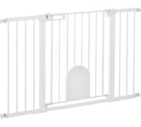 Barrière de sécurité PawHut Barrière de sécurité pour chiens Barrière de sécurité pour animaux domestiques Grille pour chiens Fixation par serrage Métal ABS Blanc 75-131 x 76 cm