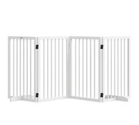 Barrière de sécurité - PawHut - modulable pliable pour animaux de compagnie avec pied de support - bois massif - 206 x 35,5 x 76 cm